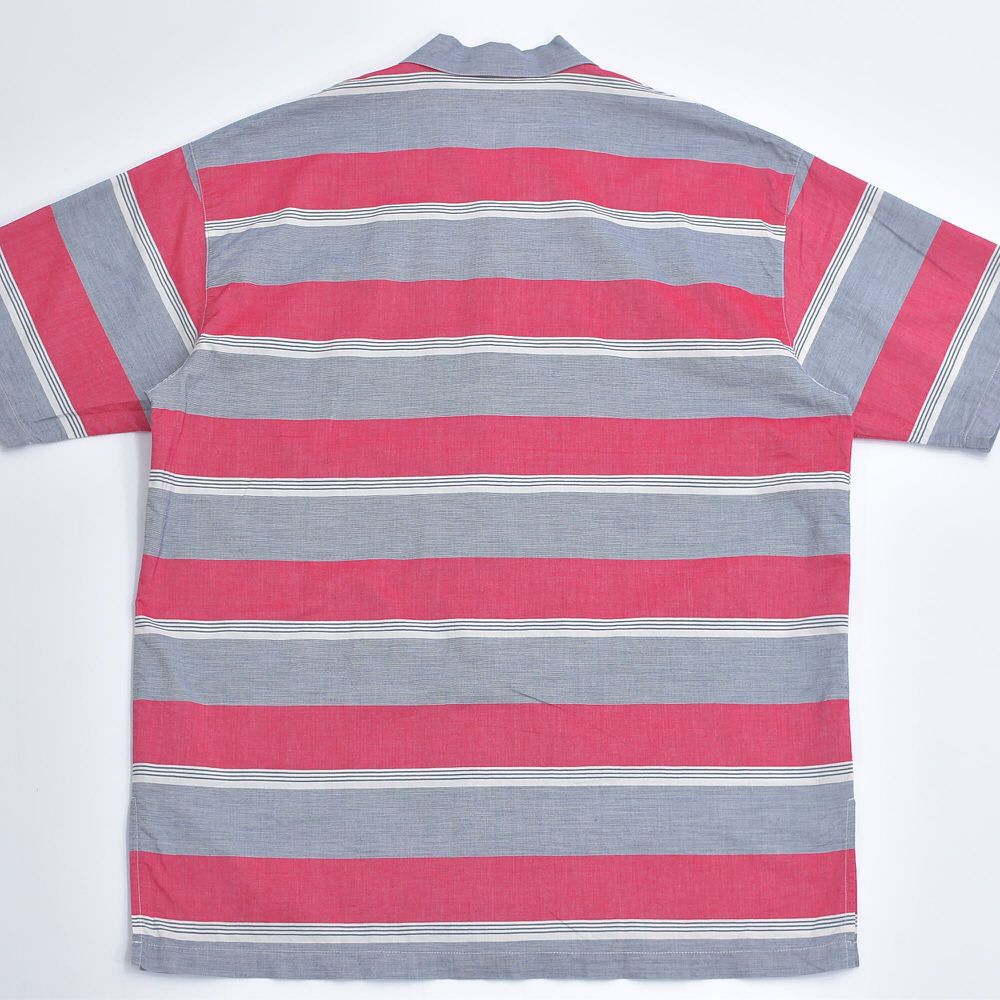 vintage ヴィンテージ レトロ古着 総柄シャツジャケット ノーカラー 90〜00s Forset フォーセット オープンカラーシャツ ボーダー柄