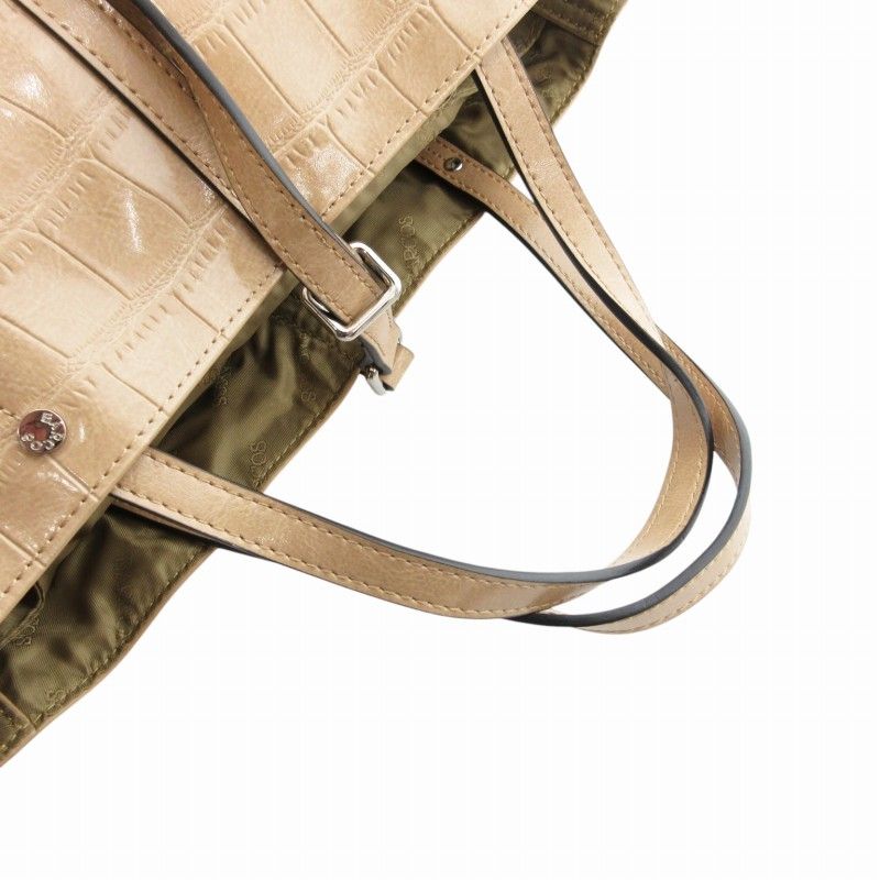 バルコス BARCOS 美品 2way ハンドバッグ ショルダー 型押し エナメル  