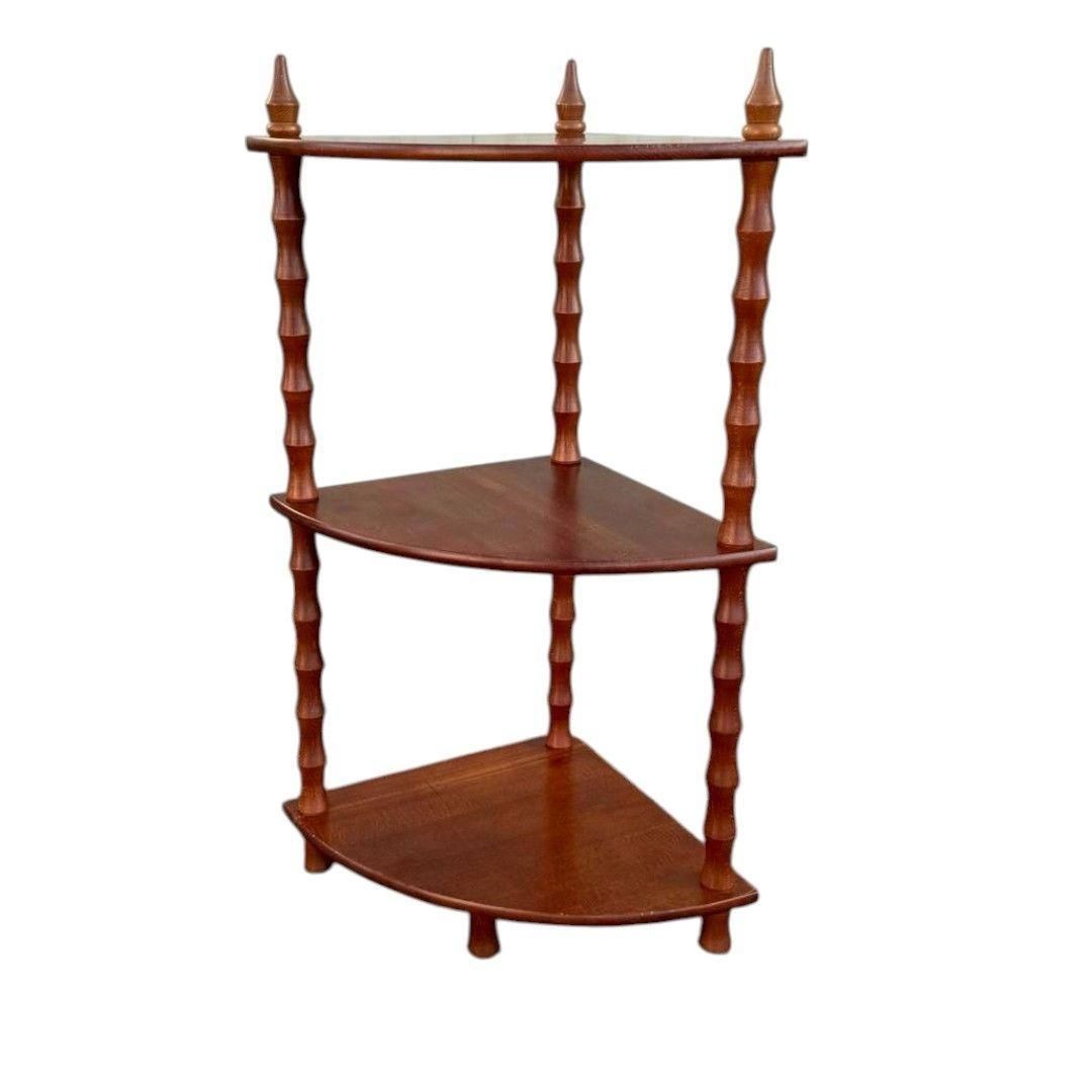 木製 コーナーラック 3段 アンティーク 三角コーナー ラック 棚 昭和