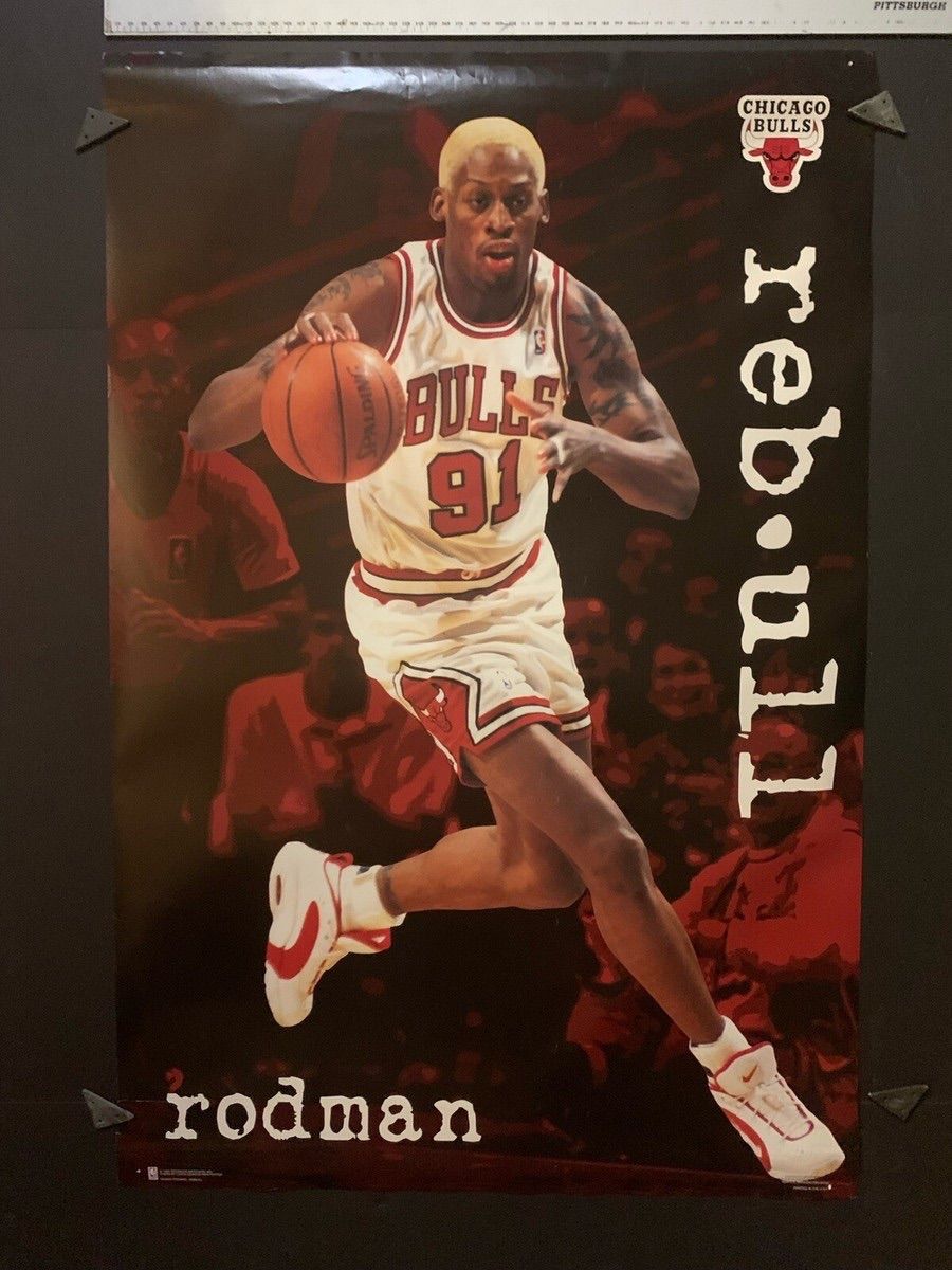 《未開封　95年当時品》デニス　ロッドマン　REB-ULL ポスター　シカゴブルズ　NBA DENNIS RODMAN
