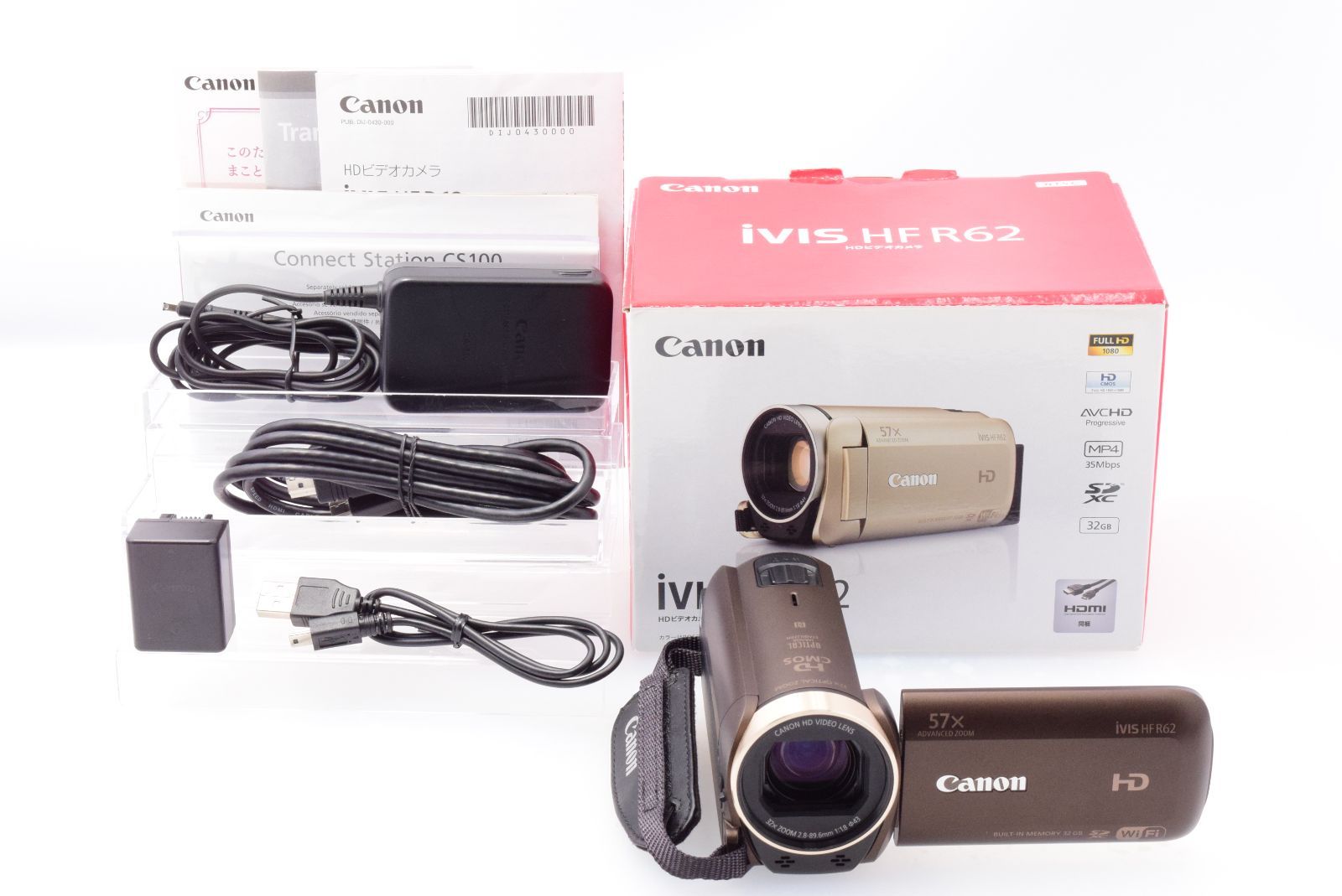 未使用級】Canon iVIS HF R62 Wi-Fi内蔵 ビデオカメラ