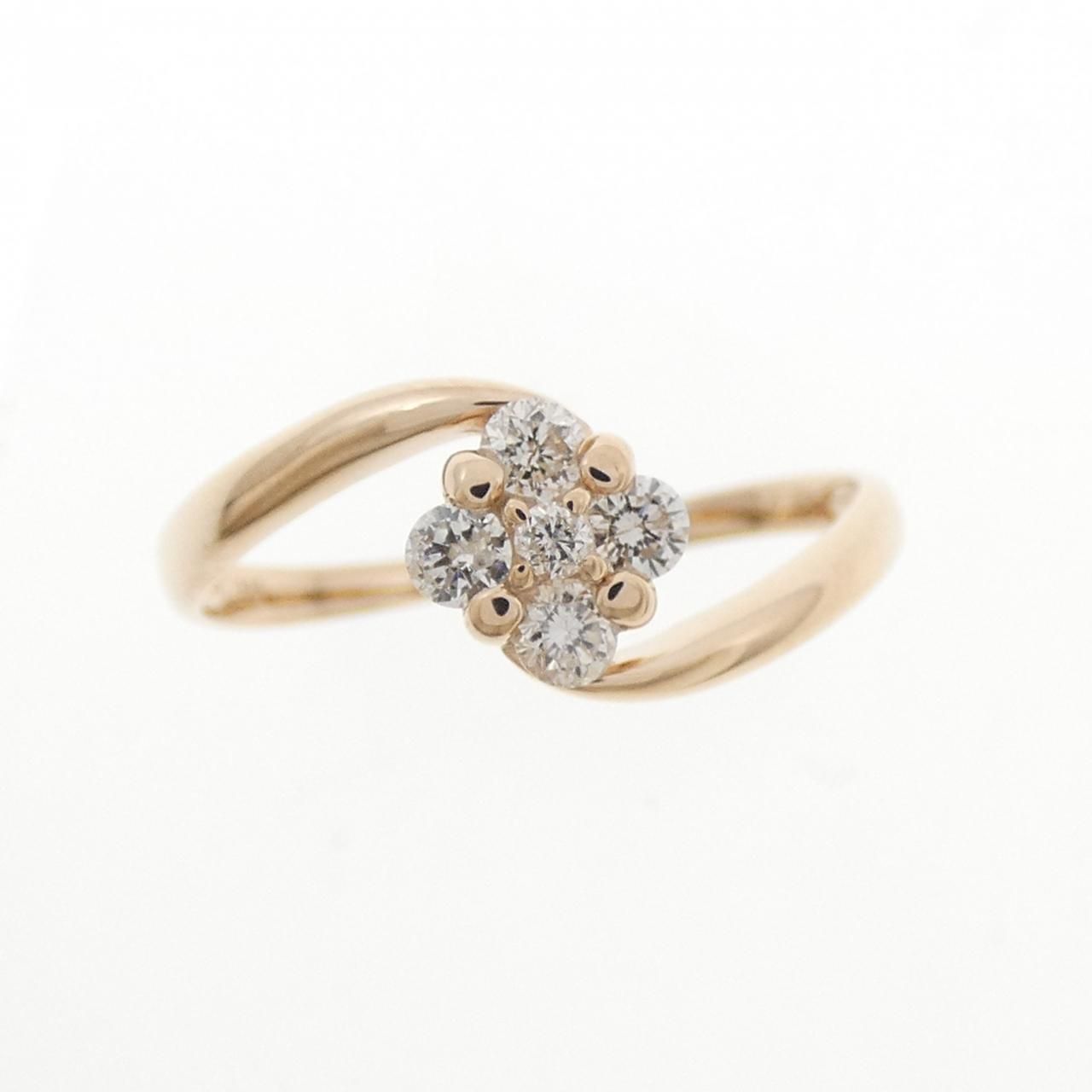 K18PG フラワー ダイヤモンド リング 0.17CT