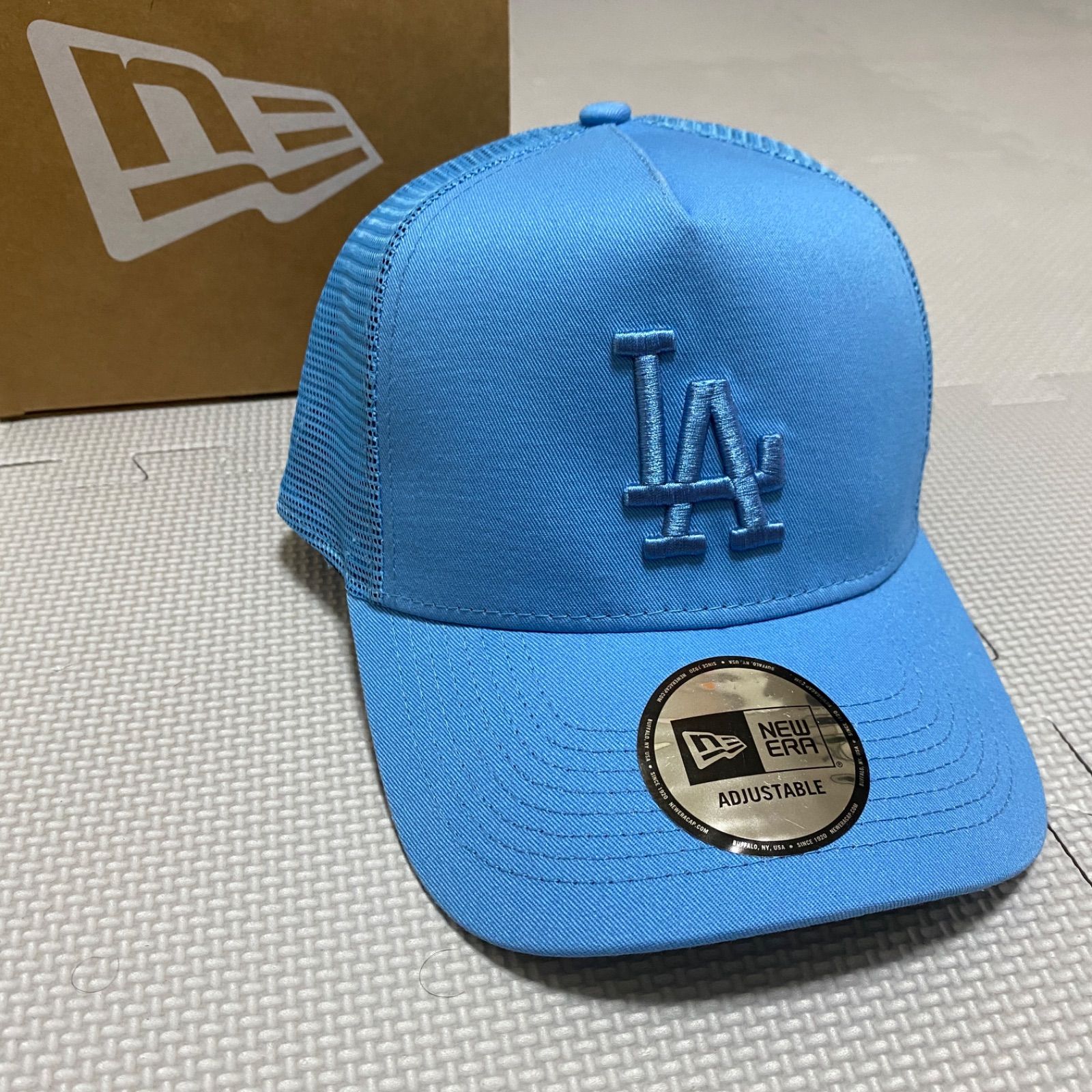 LAロゴ入り青色帽子 当店限定の『別注』LAペイズリーデザイン!! NEW ERA ニューエラ