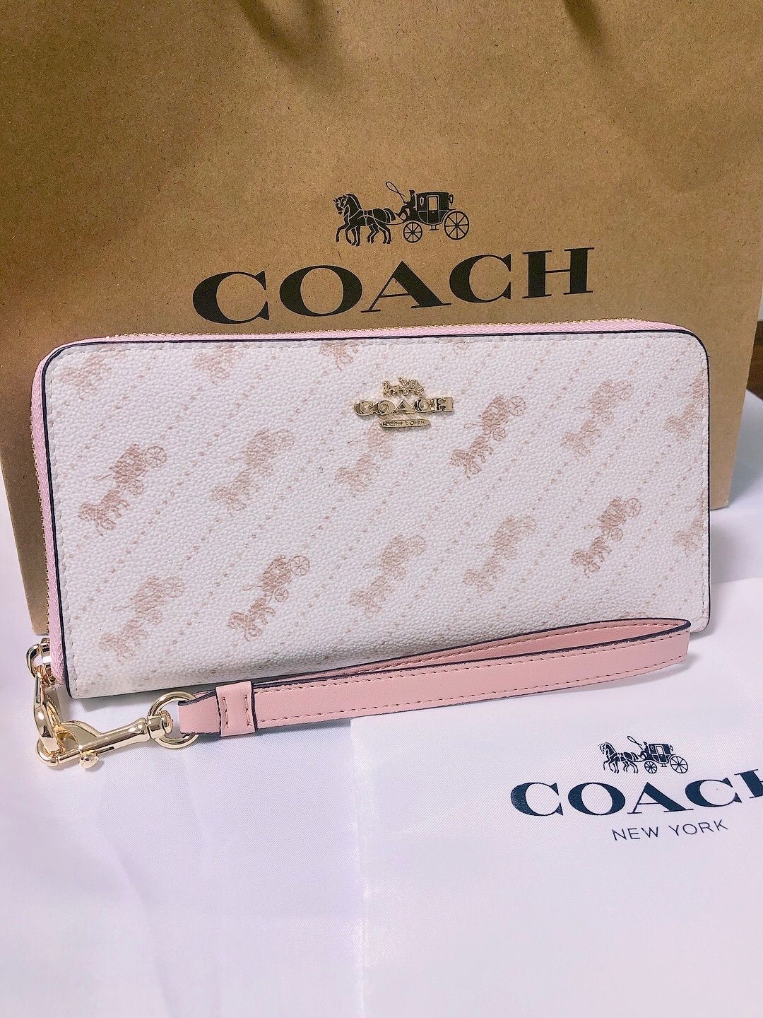 ✨新品✨COACH 長財布 馬車ロゴ ホースアンドキャリッジ ピンク