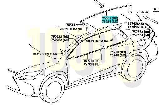 【レクサス純正新品】LEXUS 未使用品 超希少品 レクサス NX 10 ルーフドリップモール 無塗装 黒 左右セット AYZ10 AYZ15 AGZ10 AGZ15