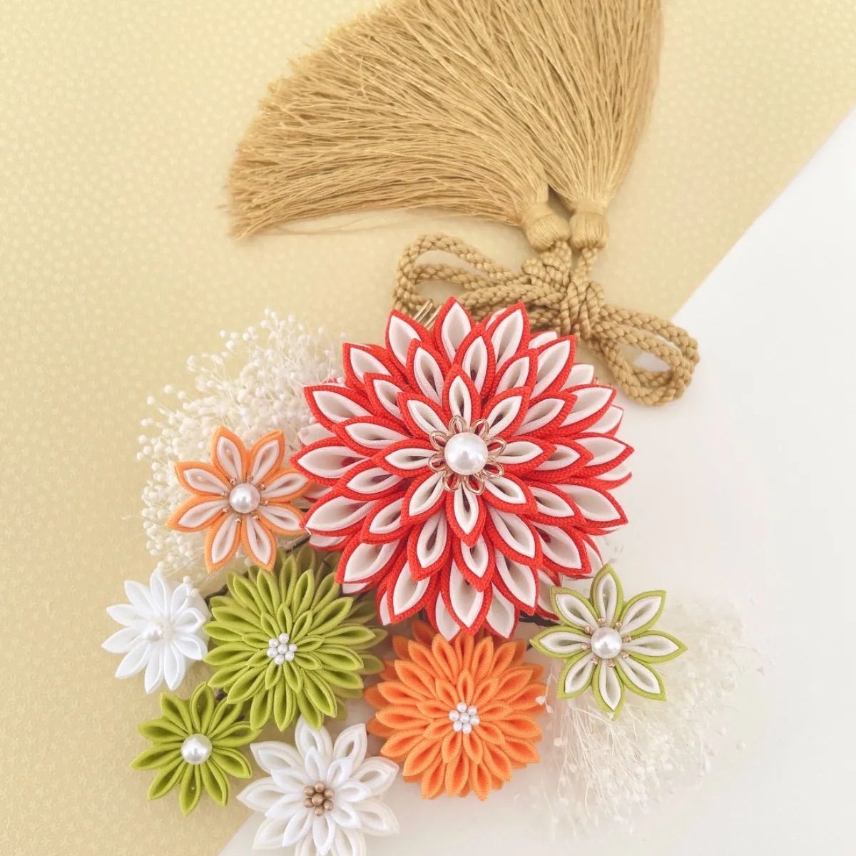 レジンヘアゴム　かすみ草　天然石　ローズクォーツ　韓国 レジンヘアゴム かすみ草 天然石 ローズクォーツ 韓国 韓国