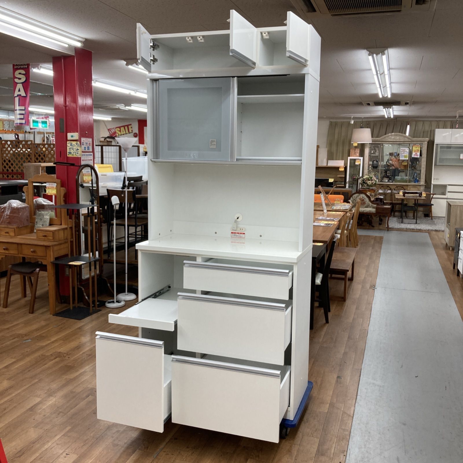 【美品】高橋木工　Sunny キッチンボード　食器棚　キッチンカウンター Tオーク 家具・インテリア 【美品】高橋木工 Sunny キッチンボード