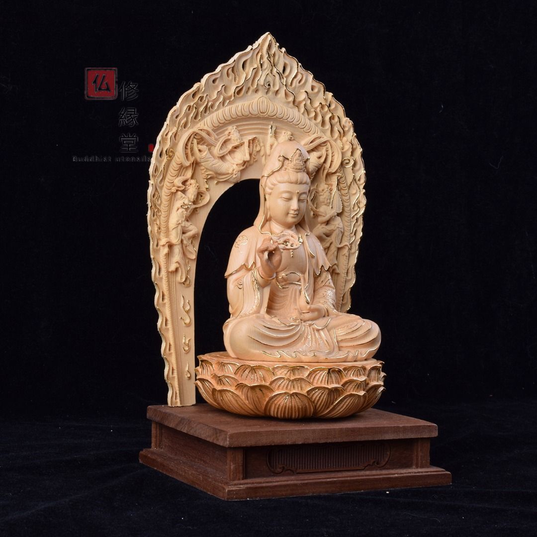 仏様【修縁堂】最高級 木彫仏像 釈迦如来座像 釈迦牟尼仏 彫刻 本金 切金 檜材