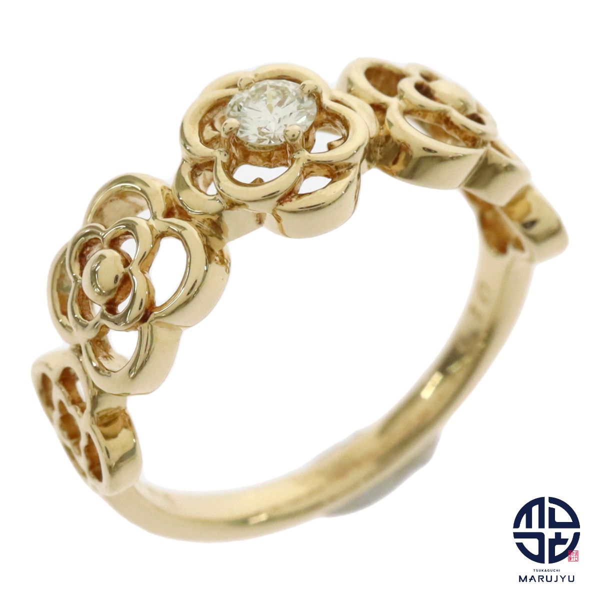TASAKI タサキ 田崎 K18YG 18金イエローゴールド ダイヤ0.10ct 花 