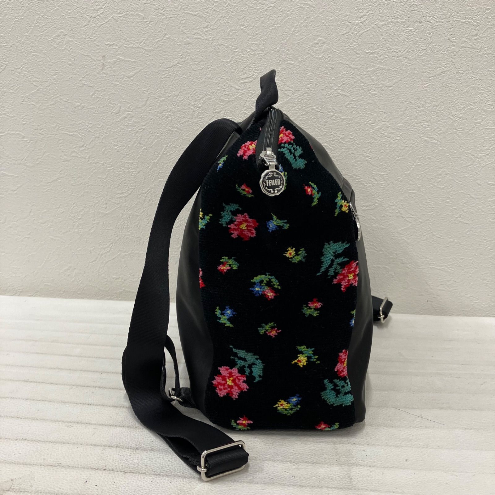 【美品】FEILER リュック 花柄 カバン バッグ 360 FEILER フェイラー ハイジフラワー リュックサック リュック