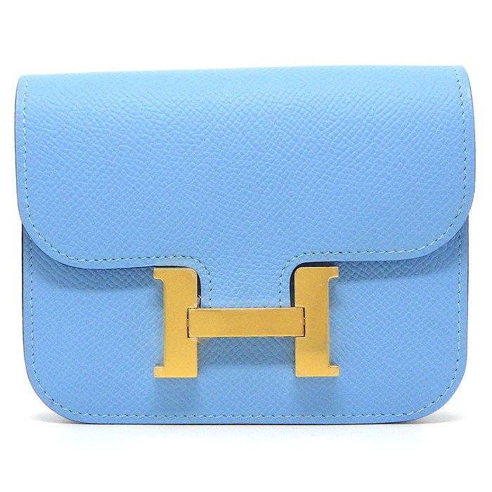 エルメス HERMES レディース財布 コンスタンススリム B刻印 2025年 セレスト エプソン ゴールド金具