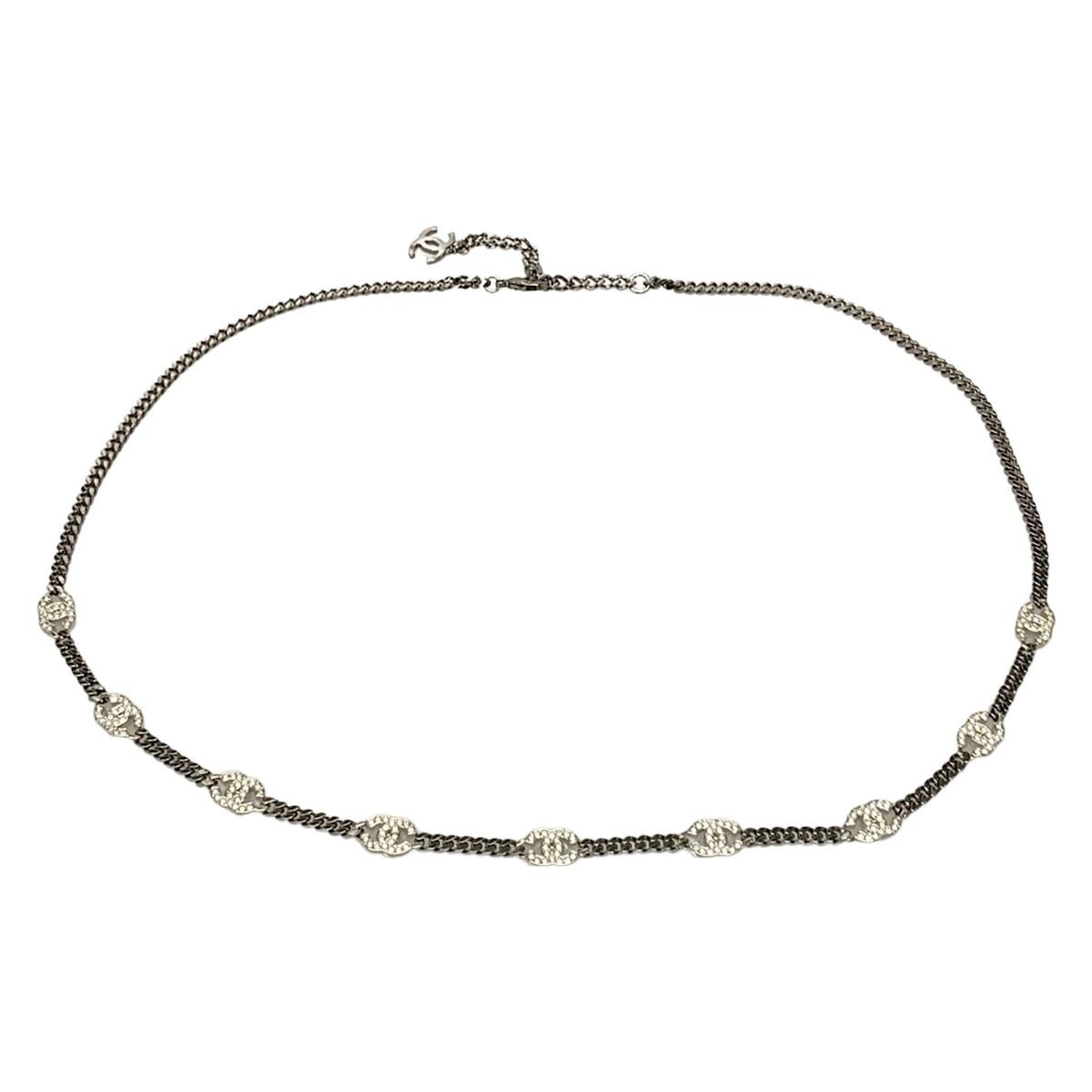 CHANEL シャネル ベルト - AB6443 シルバー ラインストーン チェーンベルト ココマーク