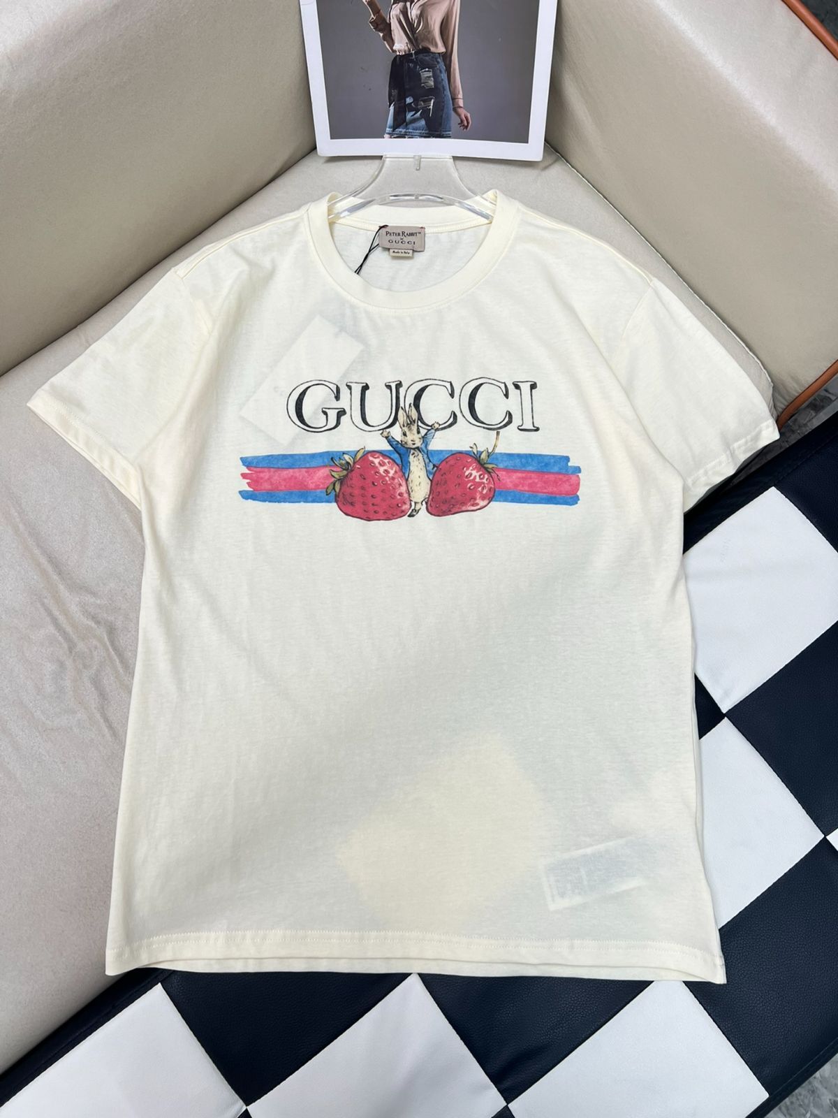 GUCCIグッチ新型ピーターラビットシリーズプリント半袖Tシャツ男女同型