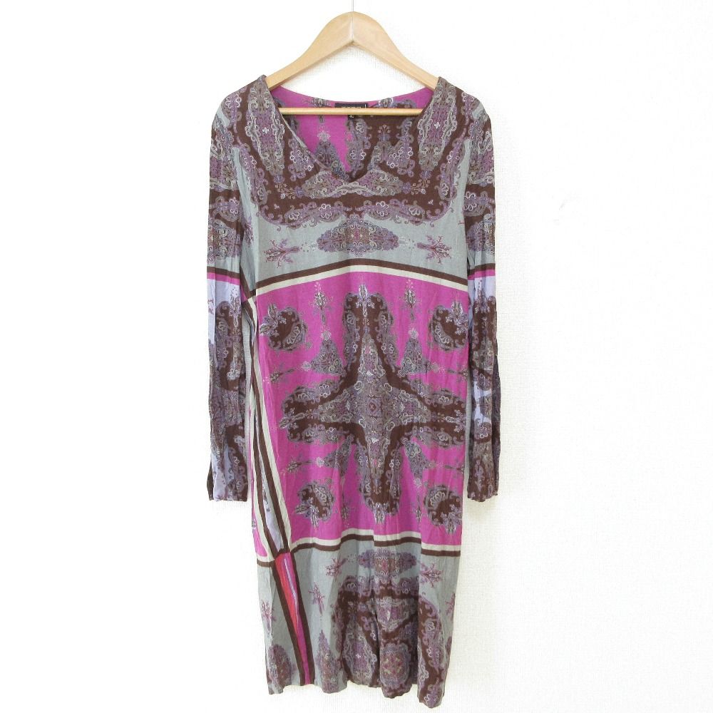 美品 ETRO エトロ カシミアブレンド ペイズリー柄 長袖 Vネック