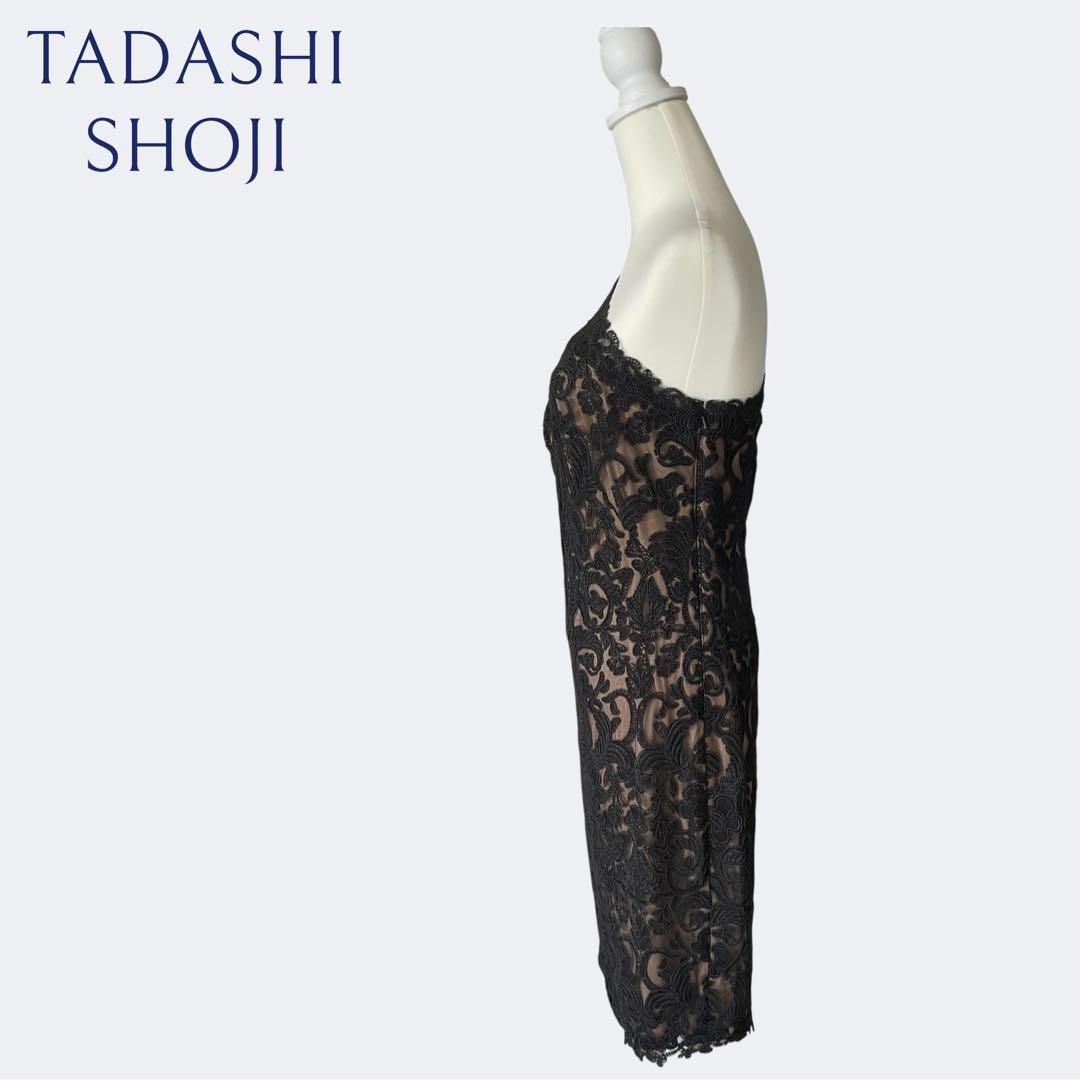 新品◇TADASHI SHOJI タダシショージ 上品ブラックお花刺繍の総レース