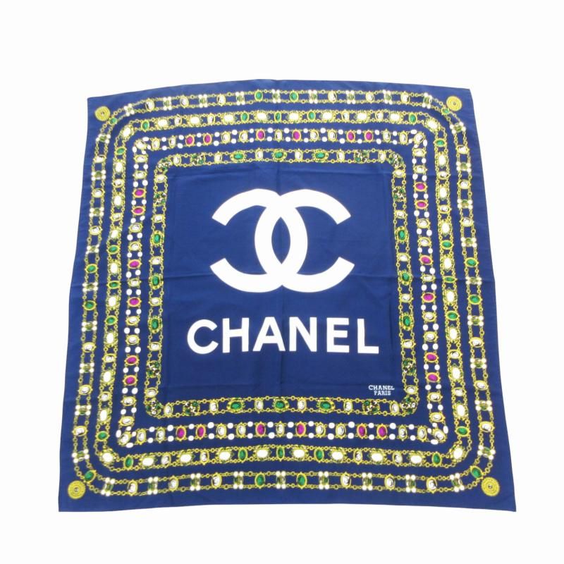 CHANEL ストール 172cm×96cm モスリン 超大判 スカーフ 宝石
