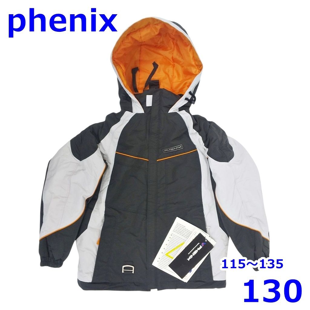phenix - フェニックス 115～135cm スキーウェア サイズ調節機能付き 子ども ジャケット チャコールブラック SUKUSUKU 6-10 キッズ Phenix R2502-190 フェニックス 115～135cm スキーウェア サイズ調節機能付き