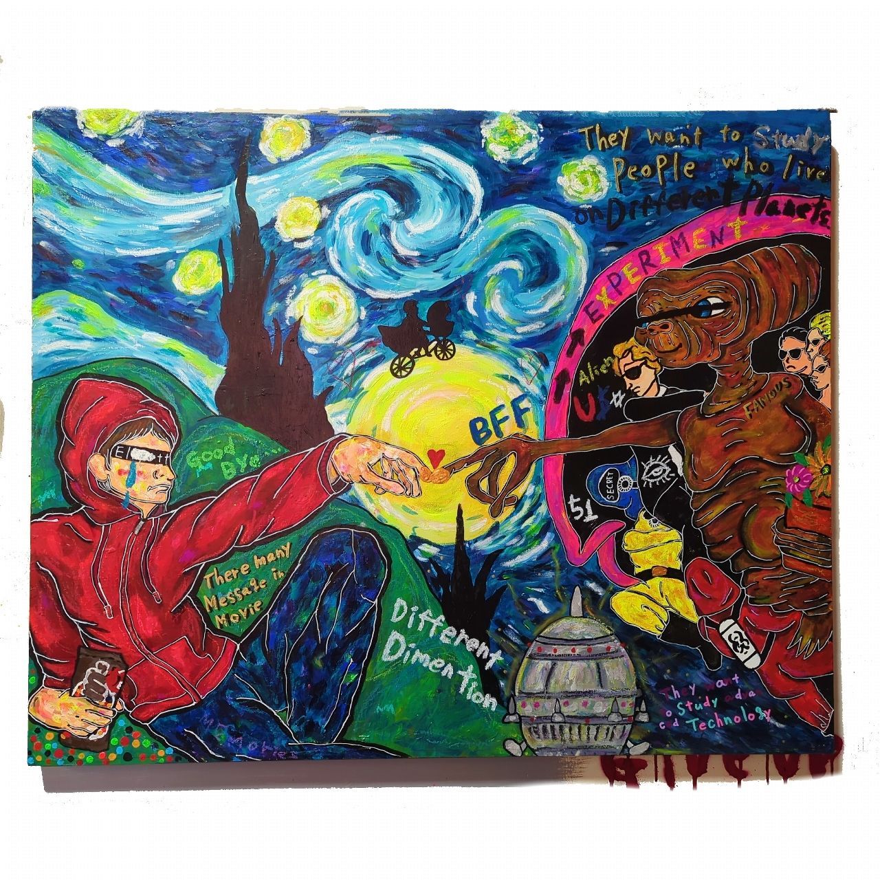 一点物/F30号】Famous Alien-エリア51の実験台へ-【現代アート