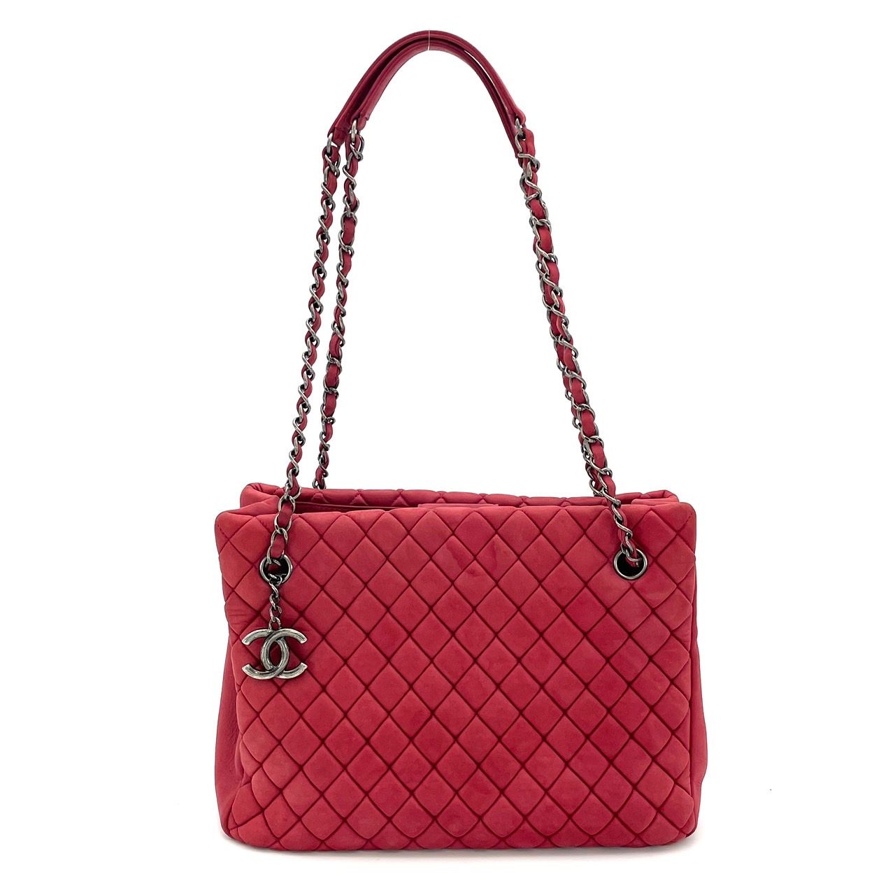 シャネル CHANEL チェーン ショルダーバッグ マトラッセ ピンク ラムスキン レザー シルバー金具 7-4-563