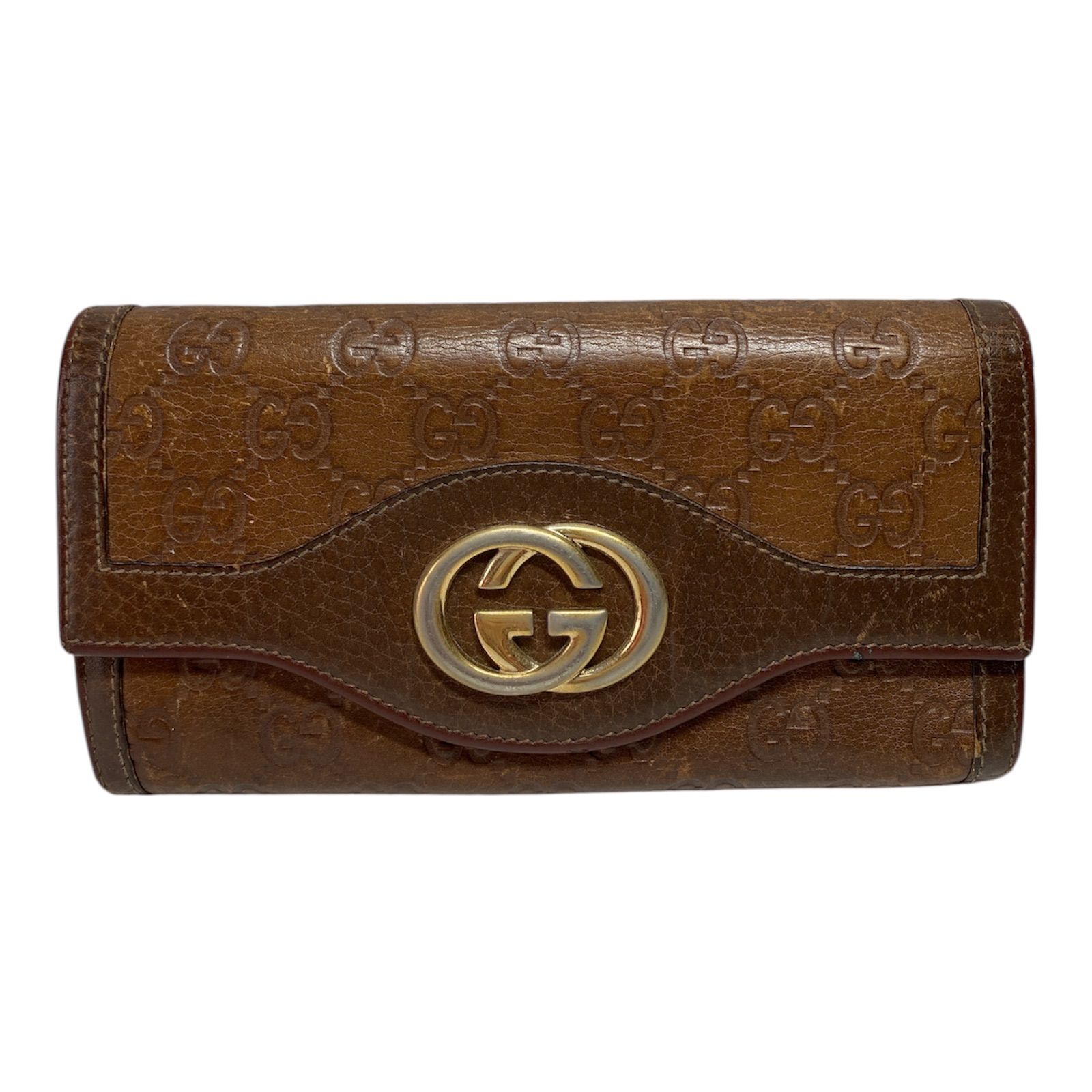 GUCCI✨プリンシー　長財布　ダークブラウン　リボン　シマ　レディース グッチ 長財布 GGシマ レザー ダークブラウン プリンシー リボン