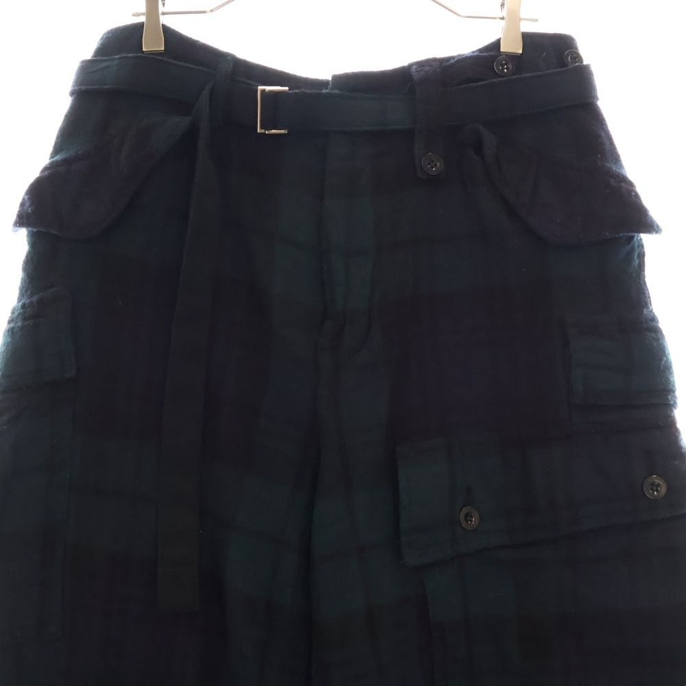 Sacai (サカイ) 20AW ベルト付き チェック ウール ワイドカーゴパンツ