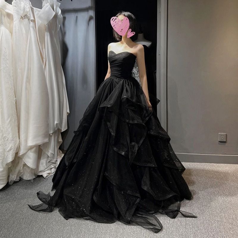 品質!! ウエディングドレス シフォン ブラック 結婚式