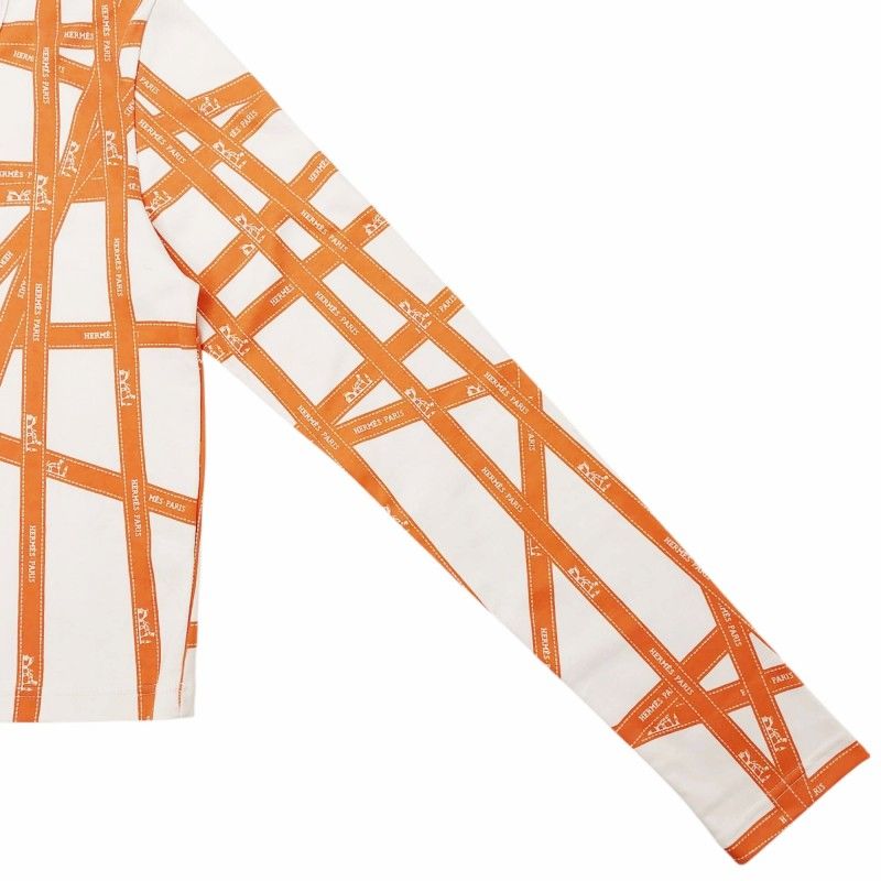 HERMÈS マルジェラ期 ボルデュック柄　リボン　カットソー　長袖　 L エルメス HERMES タグ付 マルジェラ期 アーカイブ ヴィンテージ