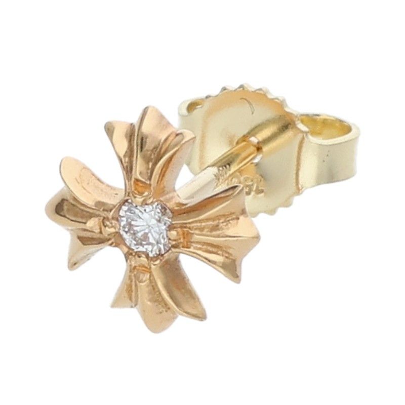 クロムハーツ 22K No2 CH PLS DIA|22KCHプラススタッド 1ダイヤ|ゴールドピアス メンズ