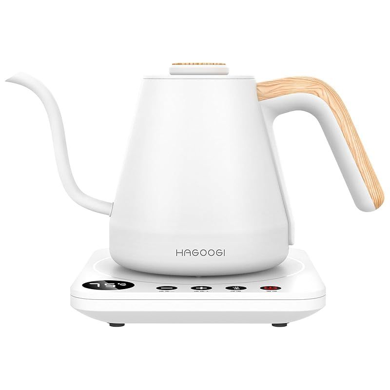 HAGOOGI ハゴオギ 電気ケトル 0.8L 細口 1200W コーヒーポット 温度調節 1℃単位 40~100℃範囲|保温機能 30分 |空焚き防止|PSE認証済み ドリップ コンパクト お手入れ簡単 1