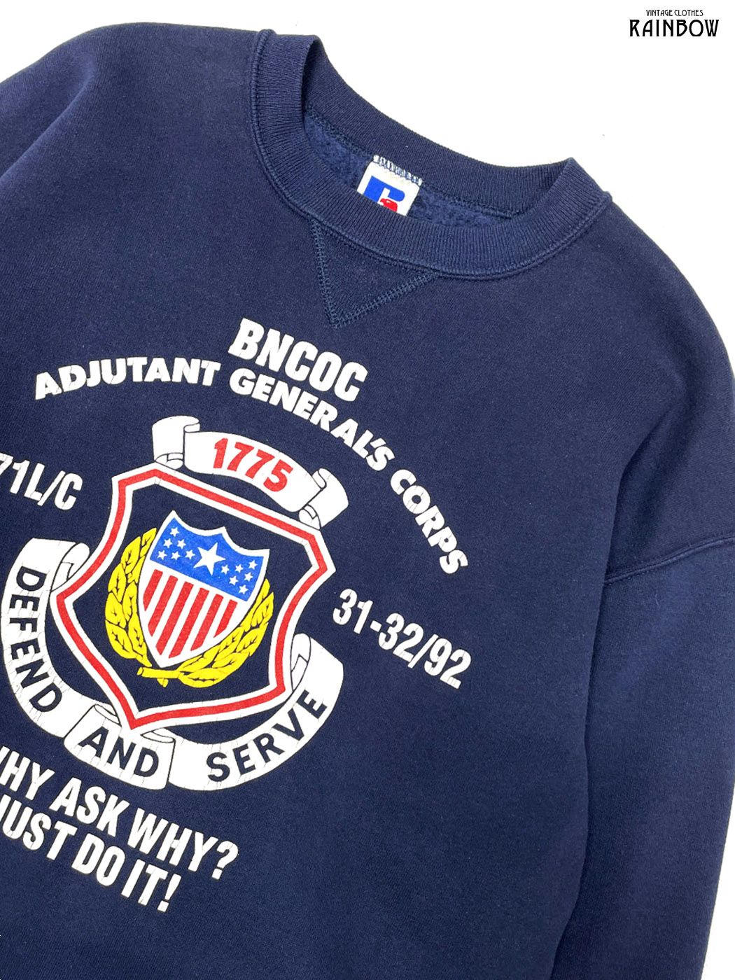 古着 RUSSEL ATHLETIC ラッセルアスレティック アメリカ製 プリント コットン 長袖 スウェット トレーナー 紺 ttu2508195