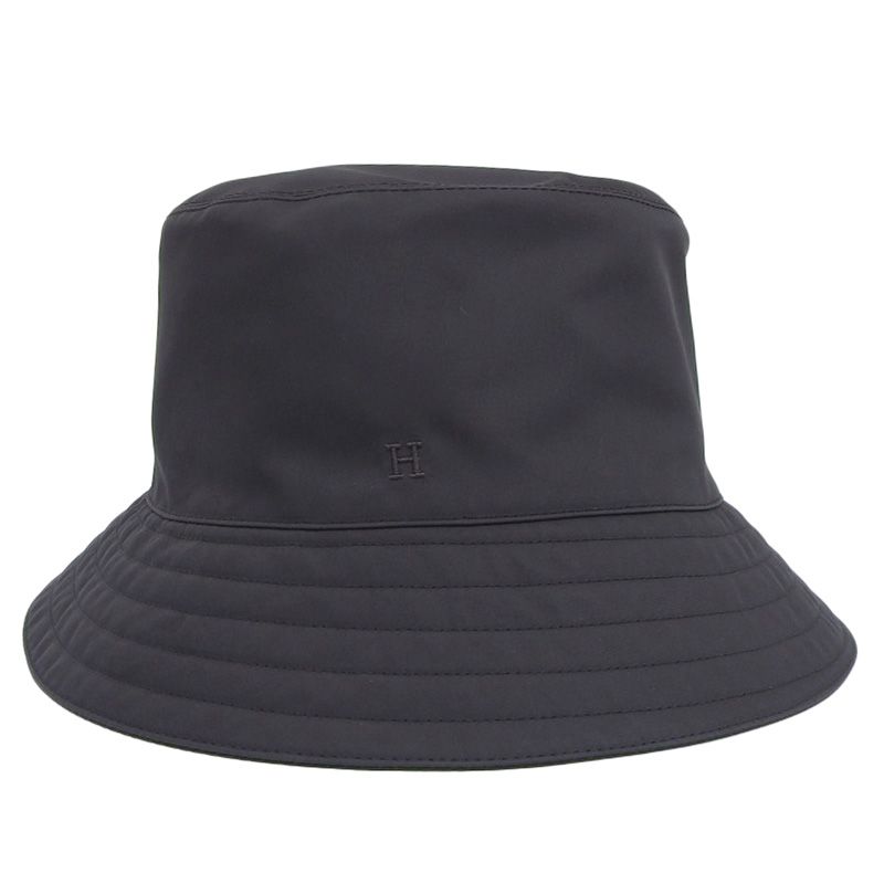 エルメス HERMES バケットハット 帽子 ナイロン グレー #58 中古