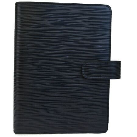 【中古】 ルイヴィトン LOUIS VUITTON アジェンダ MM 手帳カバー エピ ノワール ブラック レザー R20202 63BC015
