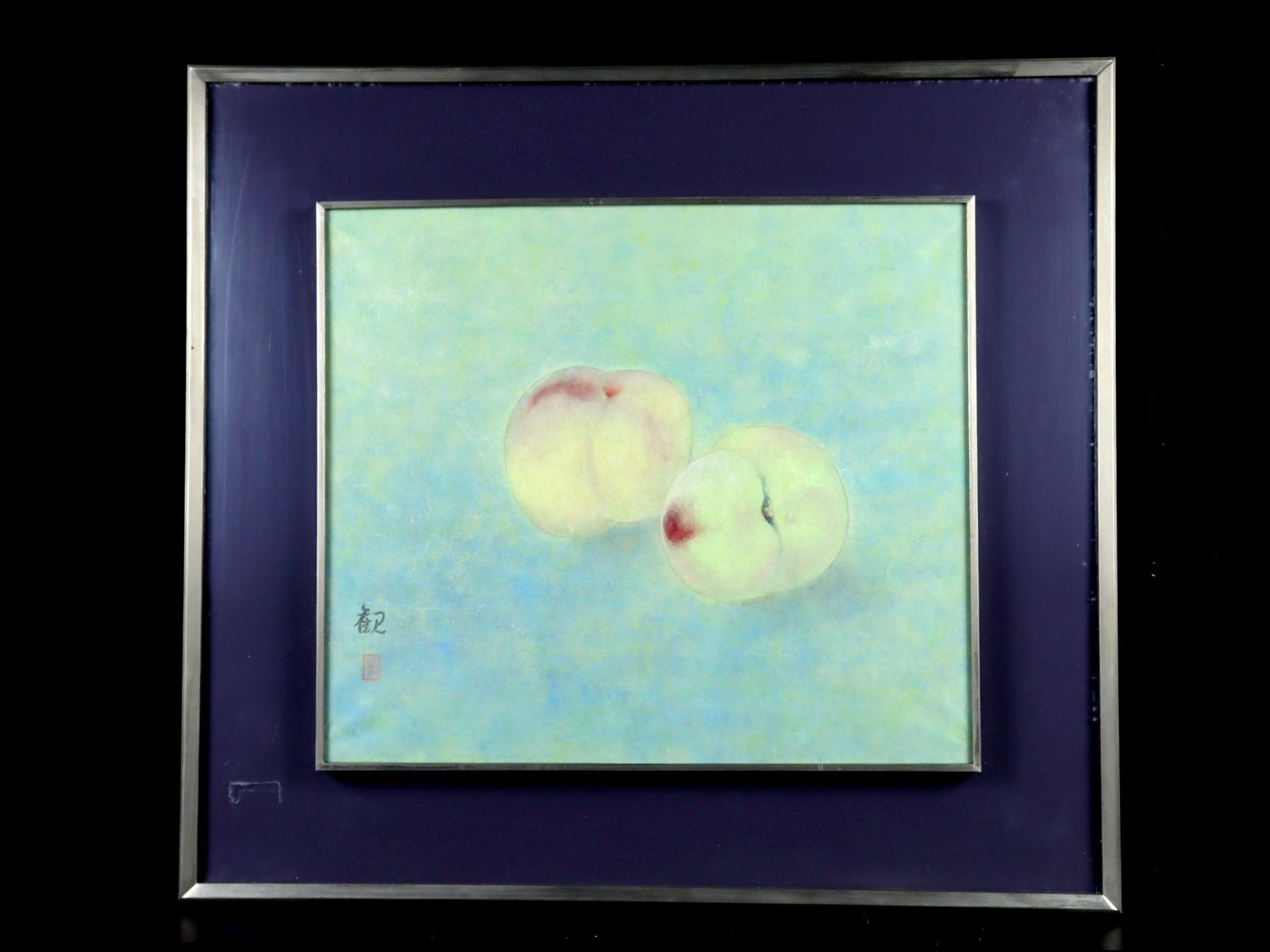 浜田観 「桃」 肉筆日本画8号 果物 唐物 骨董 古美術 楾 B66-Q