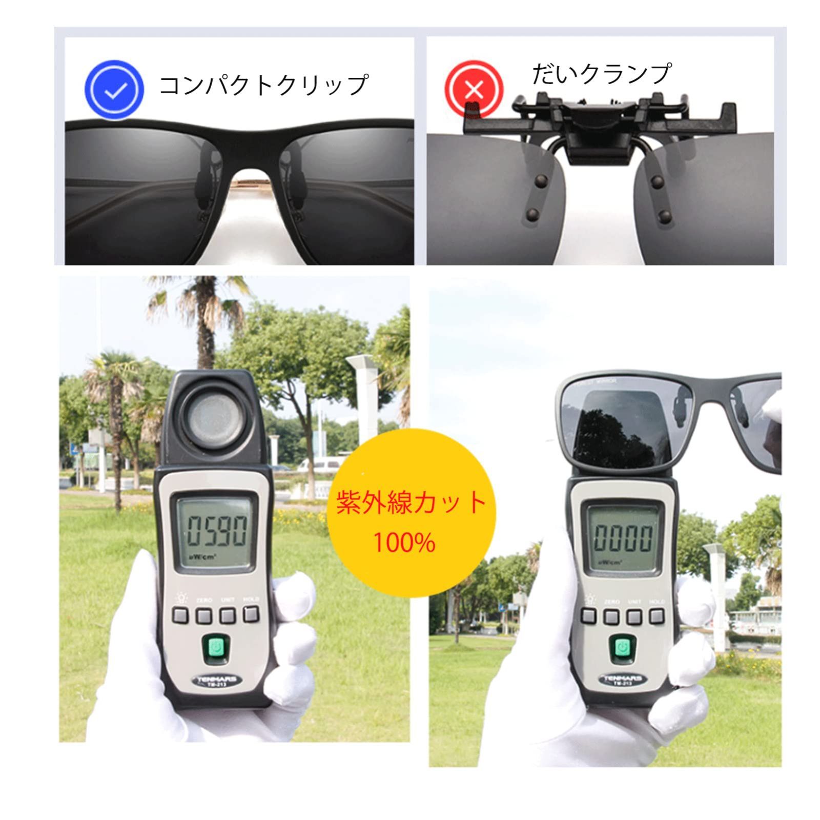 メガネの上から