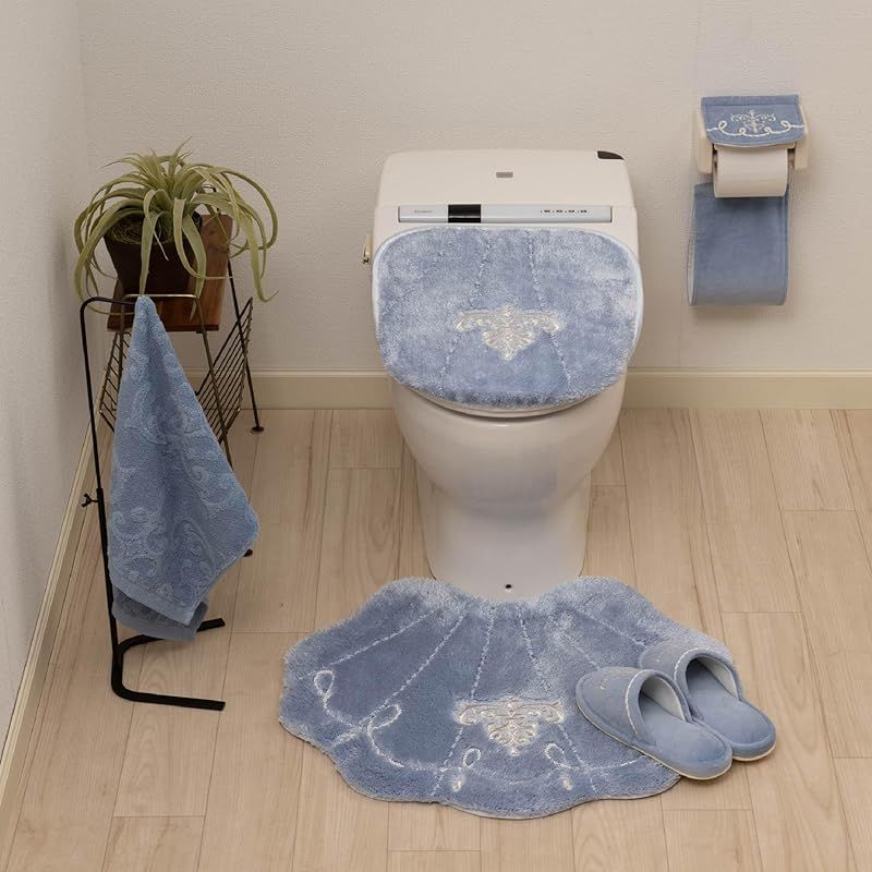  センコー NYNAS ロマンスシェル トイレマット 約 ブルー 11681 キッチン 住宅設備