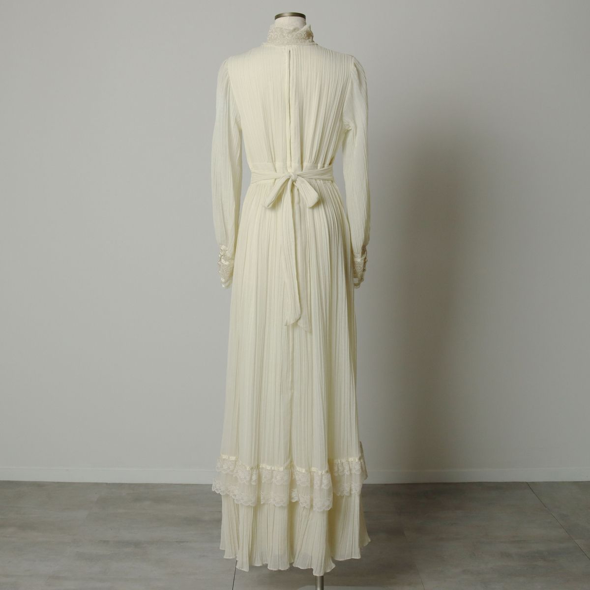 古着 70年代 ガンネサックス GUNNE SAX Jessica フリル マキシ丈 長袖 プリーツワンピース レディースS相当 ヴィンテージ eva 003757