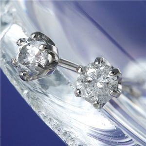 K18WG ホワイトゴールド 計0.2ct一粒ダイヤモンドピアス 164714