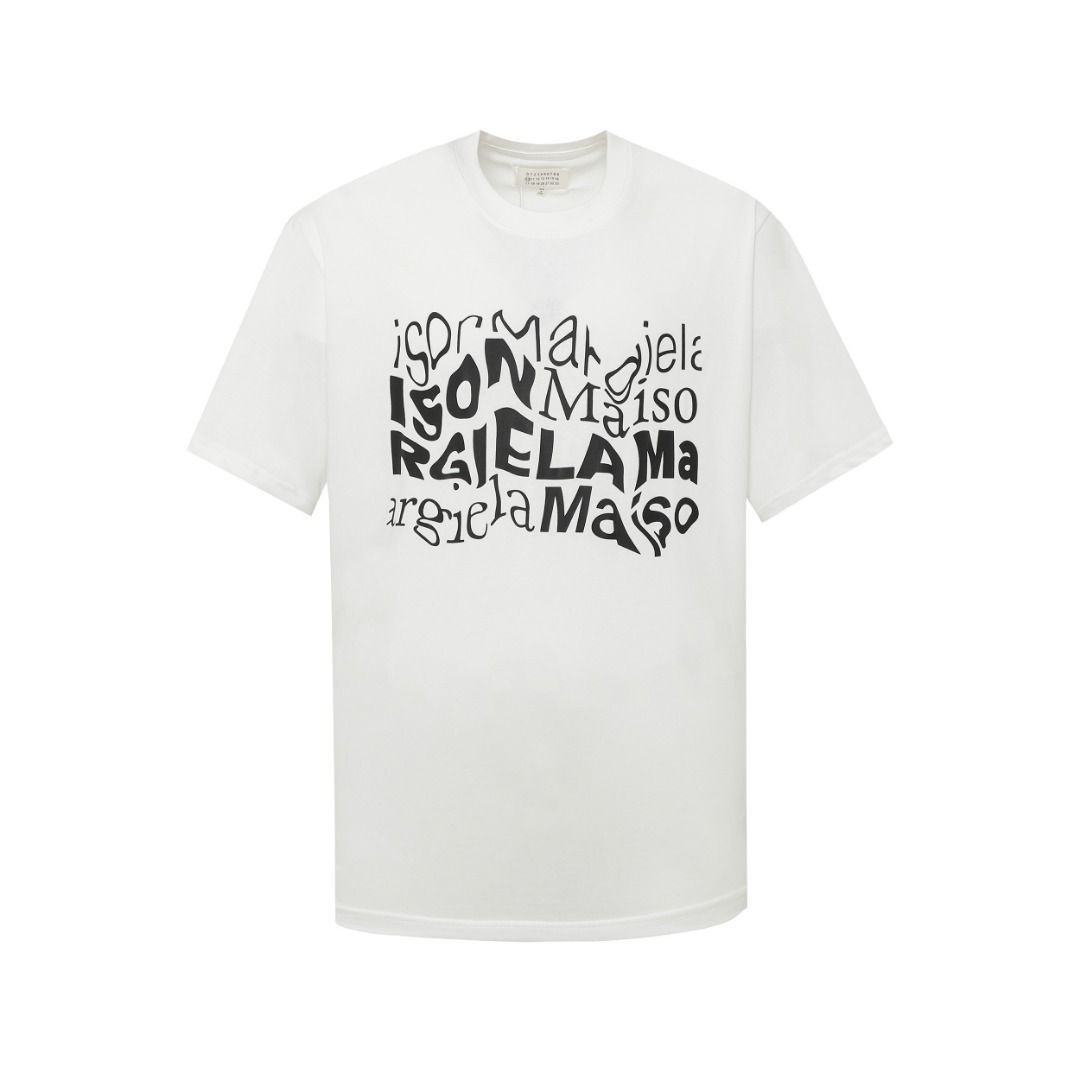 Maison Margiela メゾン マルジェラ Tシャツ プリント コットン シャツ 半袖 ゆったり オーバーサイズ ブラック ホワイト S M L XL