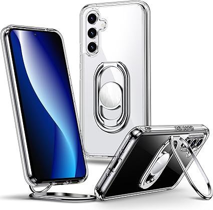 Rockaway Galaxy A55 5G ケース SC-53E SCG27 ケース スマホリング スマホグリップ 角度調節可能 折り畳み 耐衝撃 スタンド機能 軽量 落下防止 スマホケース ギャラクシーA55 カバー - クリア