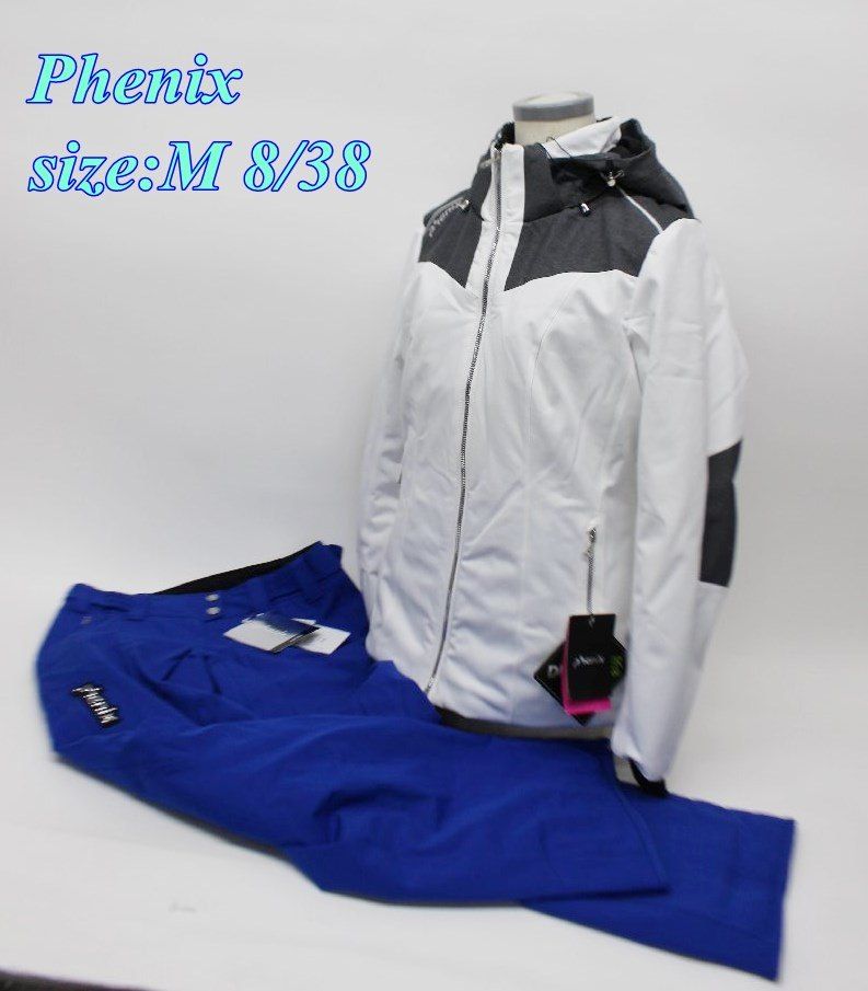 phenix - ワケあり フェニックス レディース スキージャケット&パンツ セットアップ M ホワイト×ブルー PS882OT64 R2412-180 ワケあり フェニックス レディース スキージャケット&パンツ