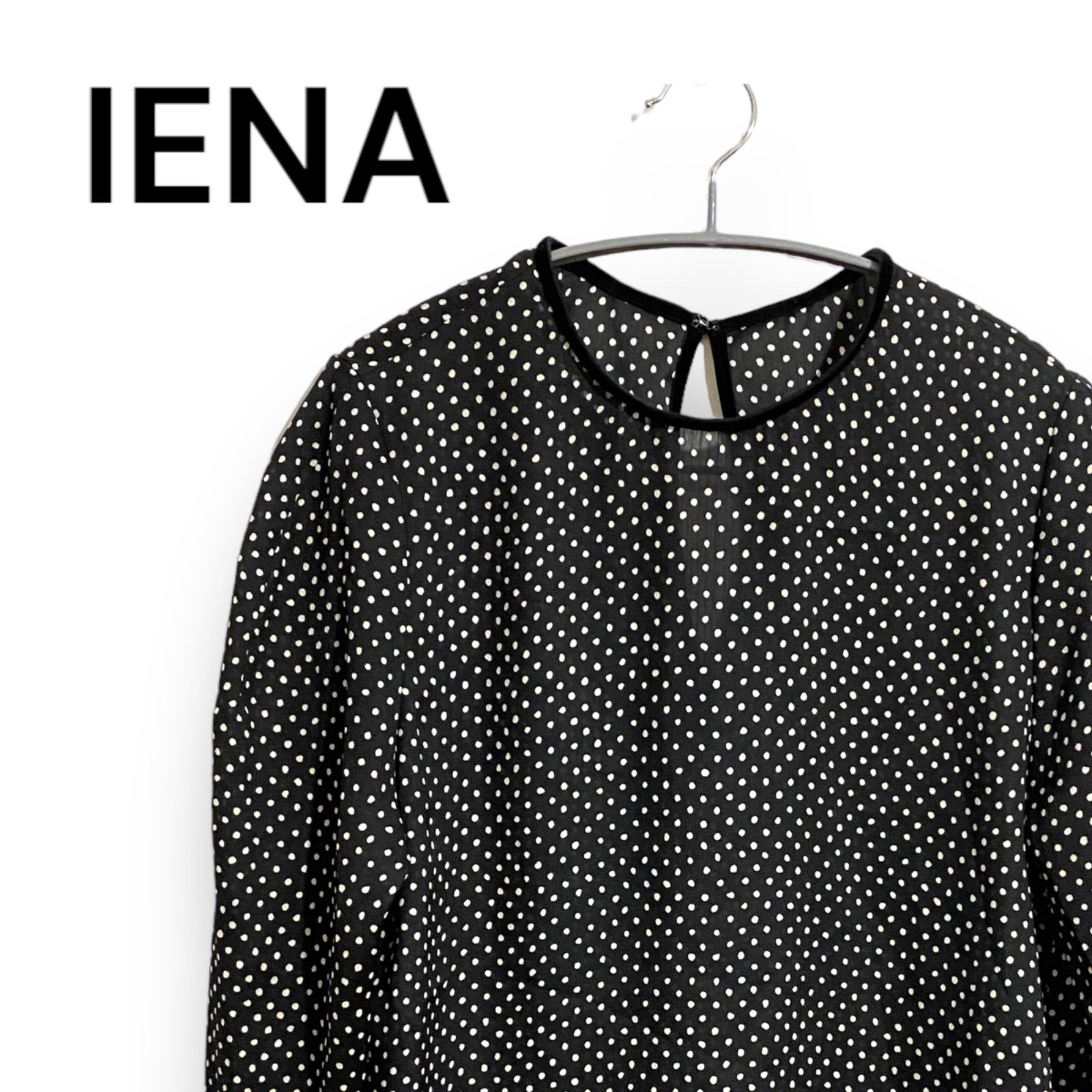 IENA イエナ シフォンブラウス ドット 長袖 パイピング ベロア 