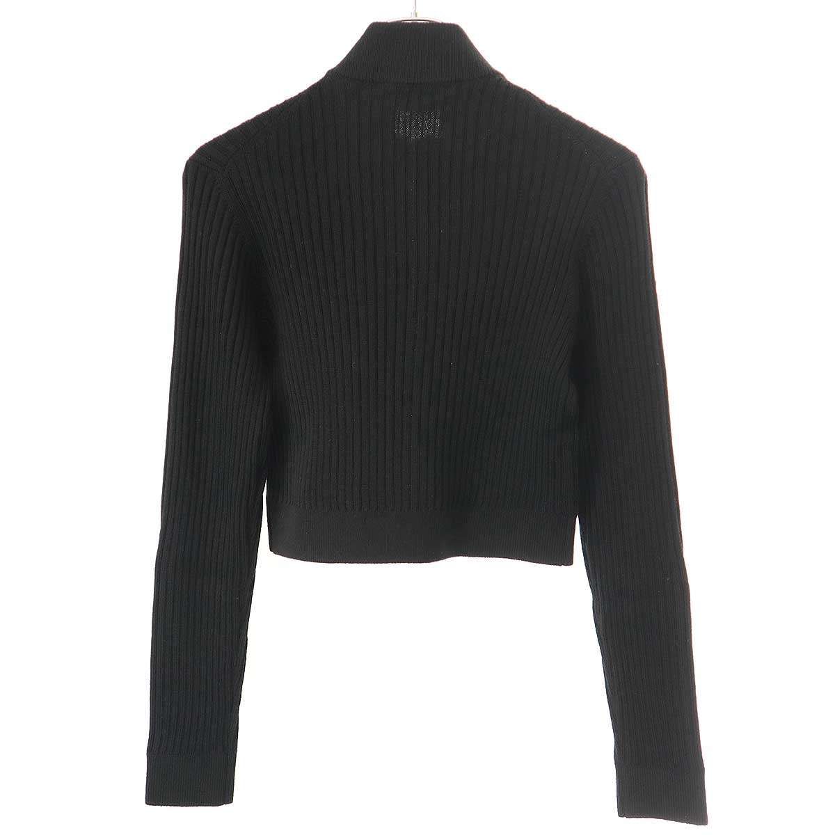 miu miu クロップドジップアップリブニットカーディガン miu miu ミュウミュウ クロップドジップアップリブニットカーディガン