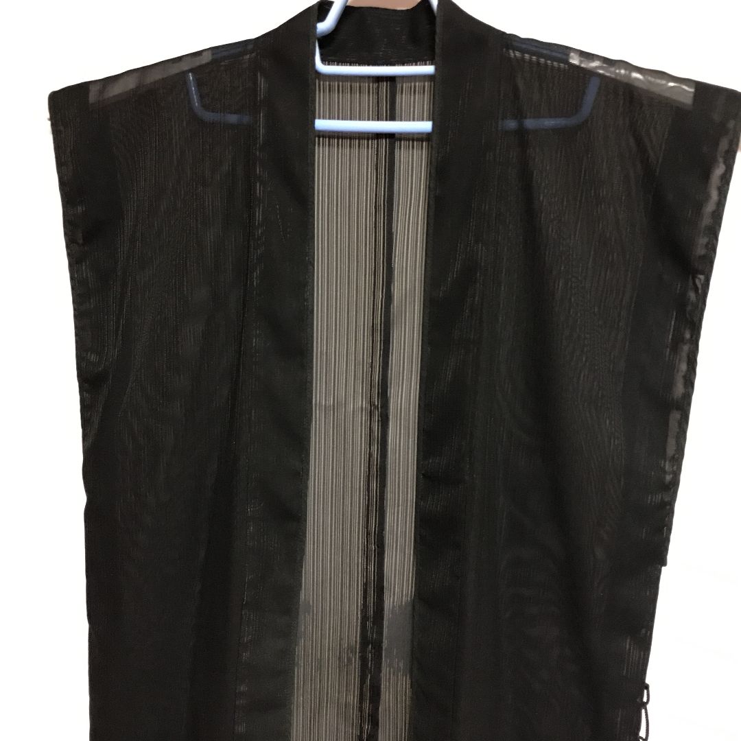 No.37 京都西陣風通織お召生地 単衣 夏用陣羽織黒地 - メルカリ 