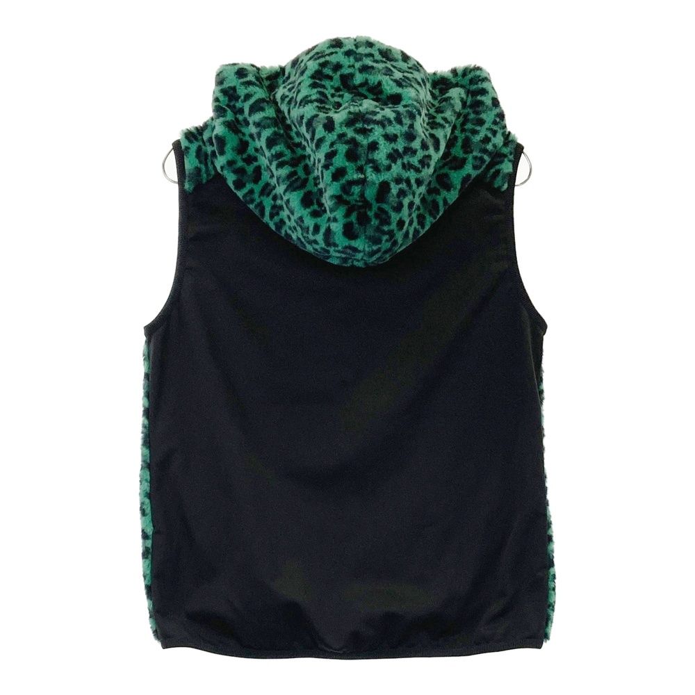 サイズ 2 DANCE WITH DRAGON ダンスウィズドラゴン ボアフリース切替 フード付 ジップベスト レオパード柄 グリーン系 240101389392 ゴルフウェア レディース ストスト