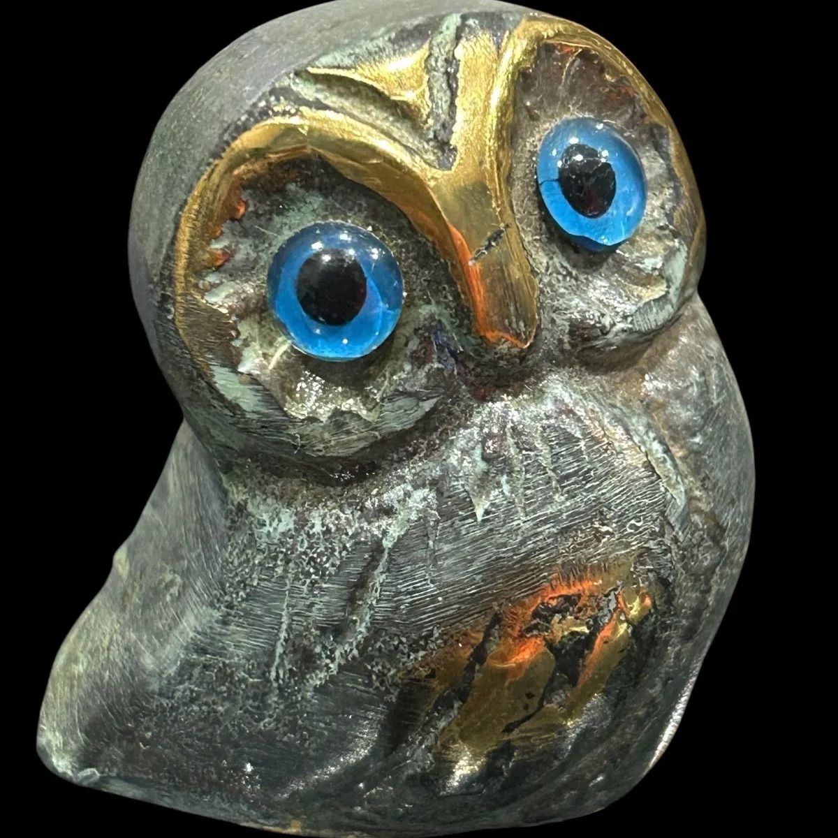 ミニチュア ギリシャ製 ブロンズ 彫刻 フクロウ 梟 ふくろう owl