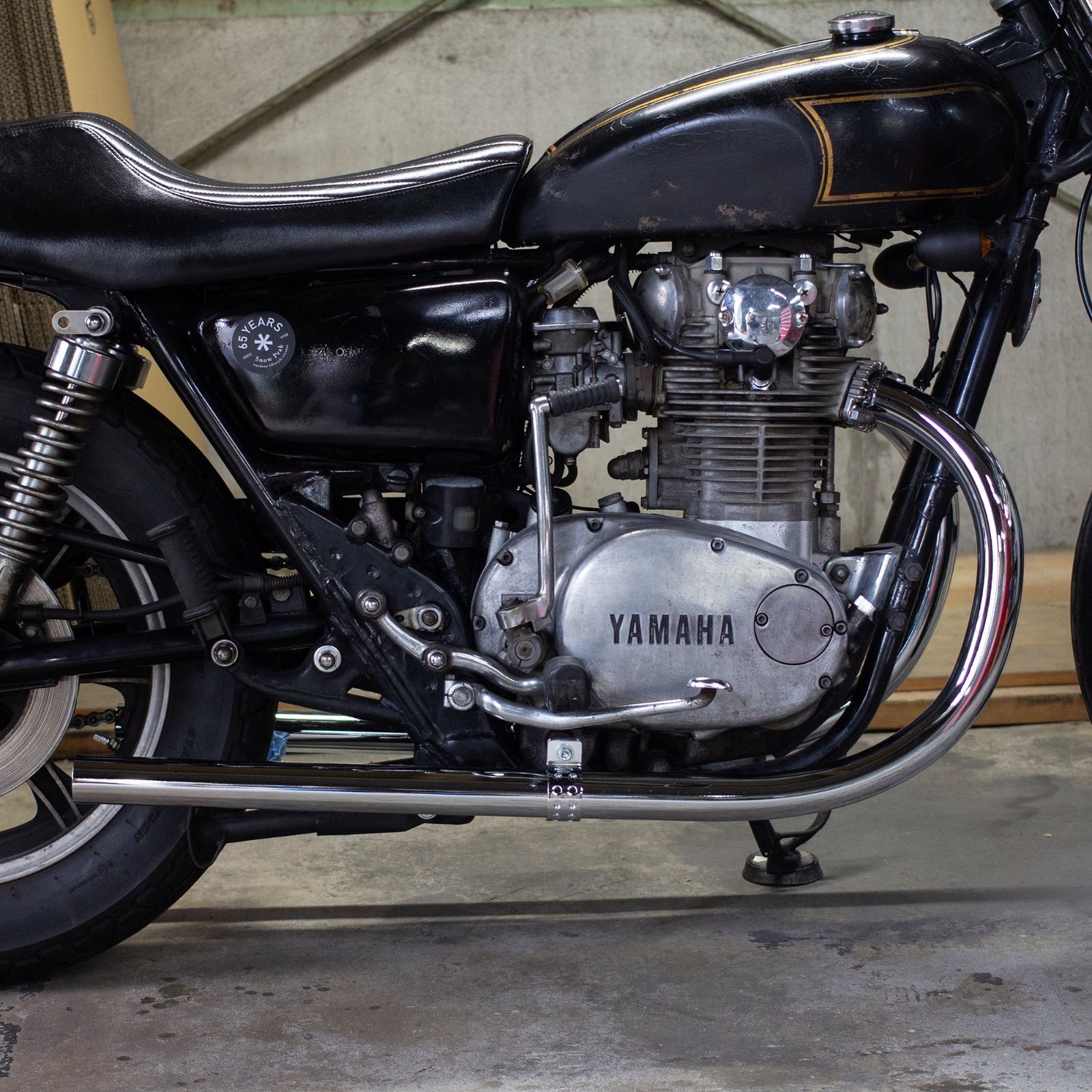 XS650用 オールドスタイル手曲げマフラー Type1 クローム MOTOR ROCK