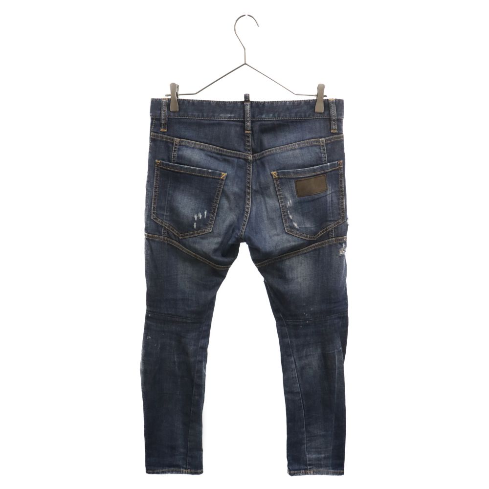 DSQUARED2 (ディースクエアード) TIDY BIKER JEAN タディバイカー ジーン ペイント加工 ダメージ スキニーデニムパンツ  S74LB0014 S30330 インディゴ - メルカリ