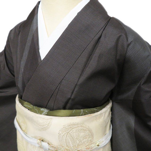 大島紬 着物 正絹 袷 セミフォーマル 茶系色 身丈160.5cm 裄64.5cm M きもの北條 A1282-5