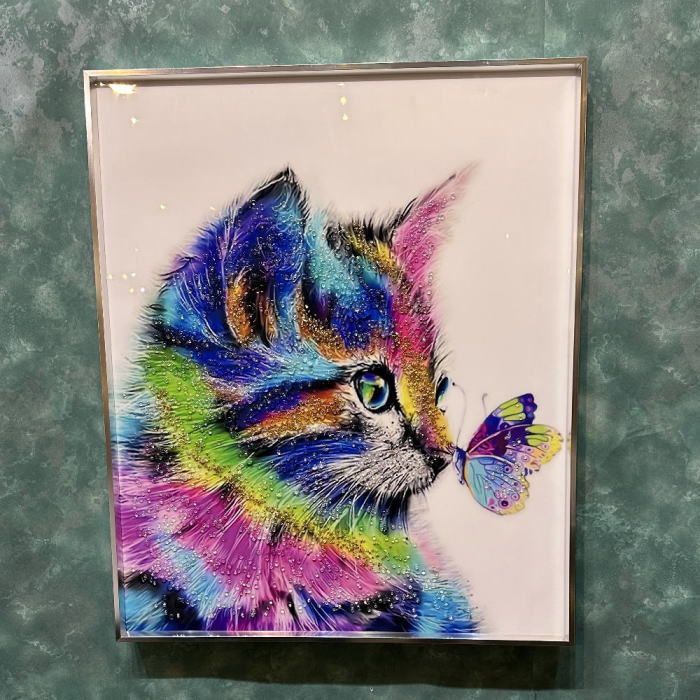アートフレーム 猫 蝶 クリスタルピクチャー 額絵 ソラ 【公式通販】