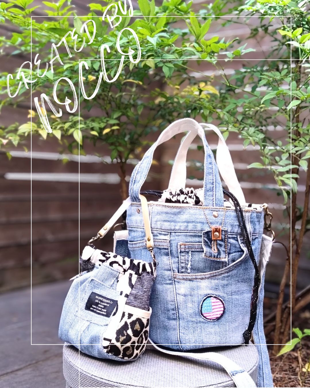 🆕№754【DENIM✖️アメカジバケツ型丸底ToteBag⚮̈】デニム